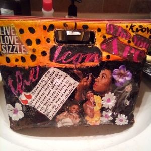 vintage leather Magazine Clutch